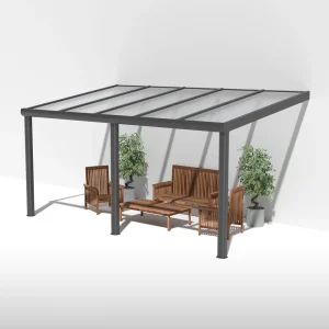Terrassendach Alu Anthrazit mit 16mm Stegplatten klar farblos 1