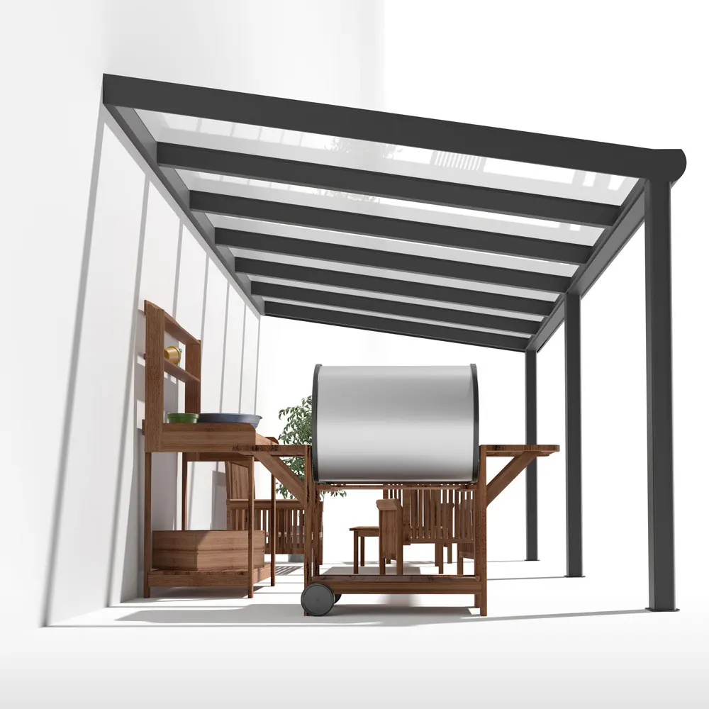 Terrassendach Alu Anthrazit mit 8mm VSG Glas klar farblos 2