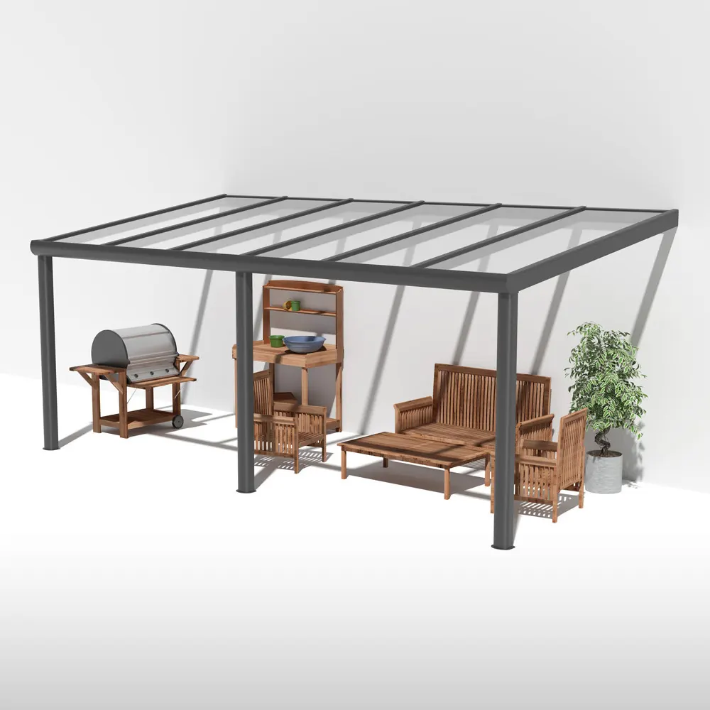 Terrassendach Alu Anthrazit mit 8mm VSG Glas klar farblos 4