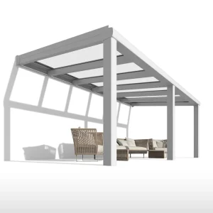 Terrassendach Alu weiß mit 16mm Stegplatten klar farblos 1