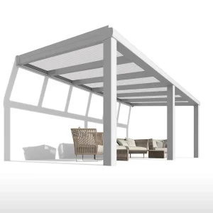 Terrassendach Alu weiß mit 16mm Stegplatten opal weiss 1