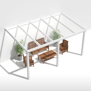 Terrassendach Alu weiß mit 8mm VSG Glas klar farblos 1